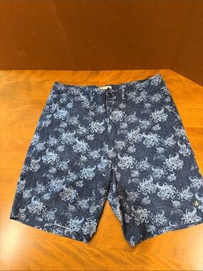 Sperry Navy Octopus Print Flat Front Men's Shorts